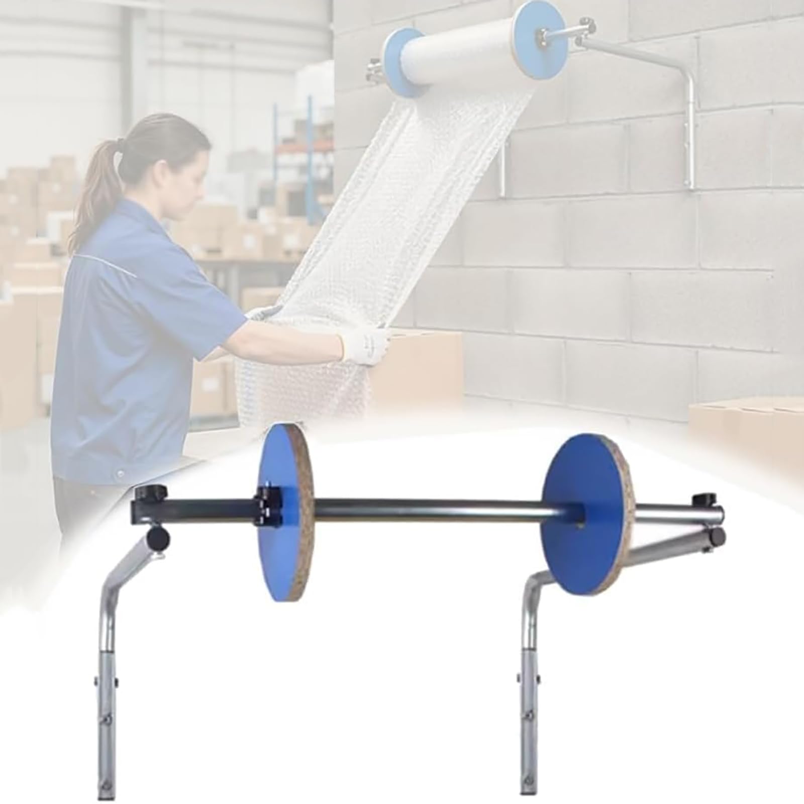 NGARY Dispenser per Rotoli di Pluriball, Supporto A Parete con Clip di Fissaggio, Larghezza Regolabile per Supportare Rotoli di Diverse Dimensioni, Ideale per Imballaggio E 60cm