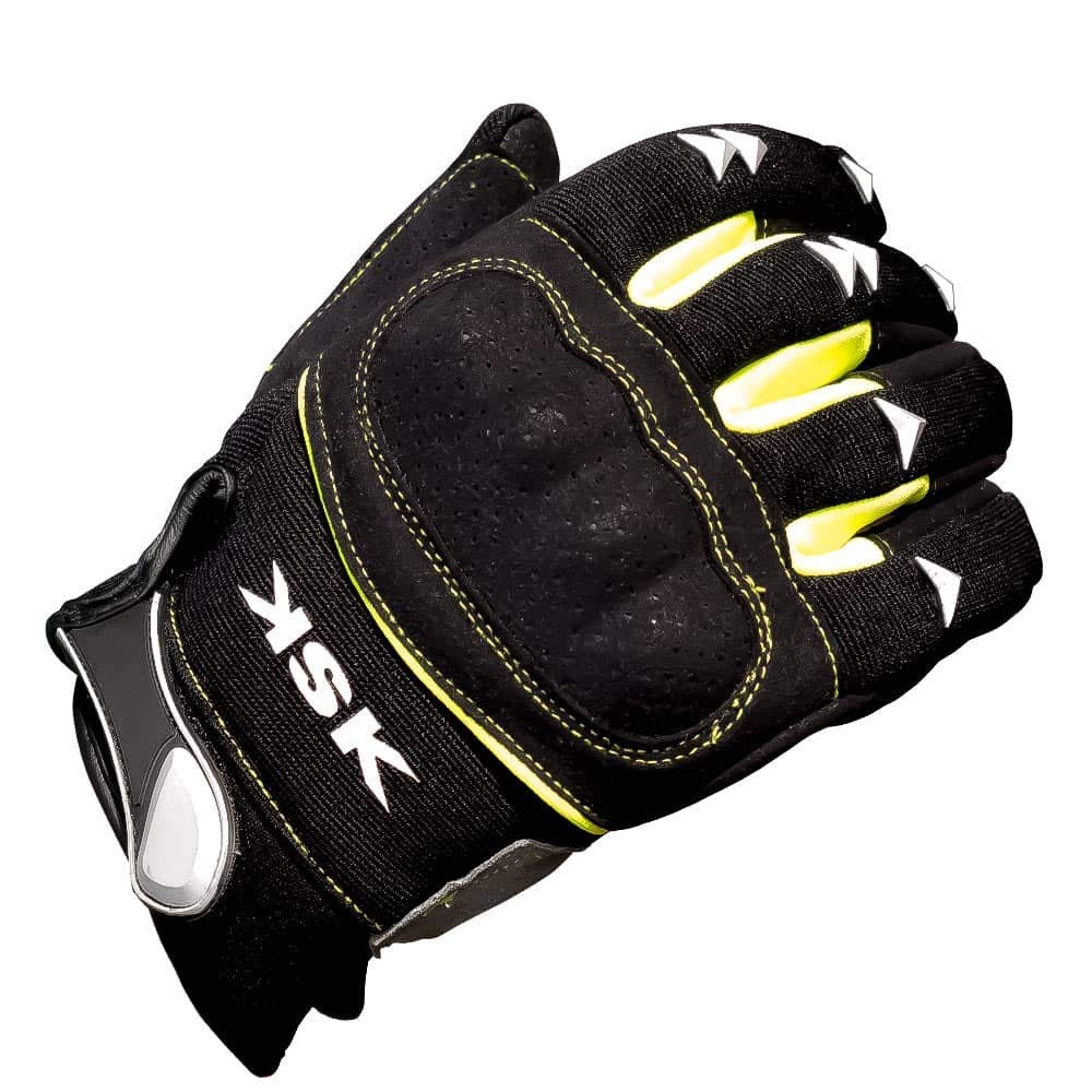 KSK Cross-Season Gloves for Motorcycle, Scooter, Yellow, Size XL (21-22 cm)