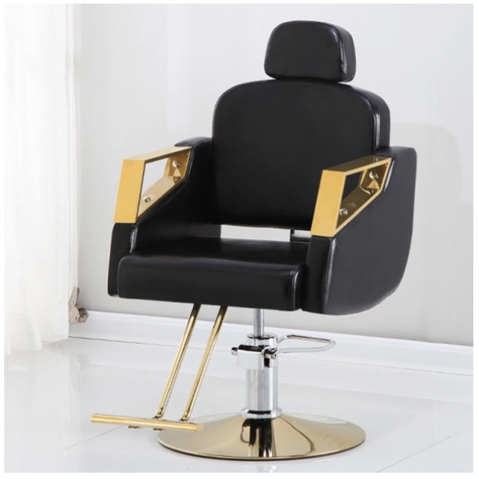 OZBMA Reclining Salon Barber Chair with ty Hydraulic Pump 360° Swivel Hair Stylist Comfortable Black Beauty for Hairdressers & Salons