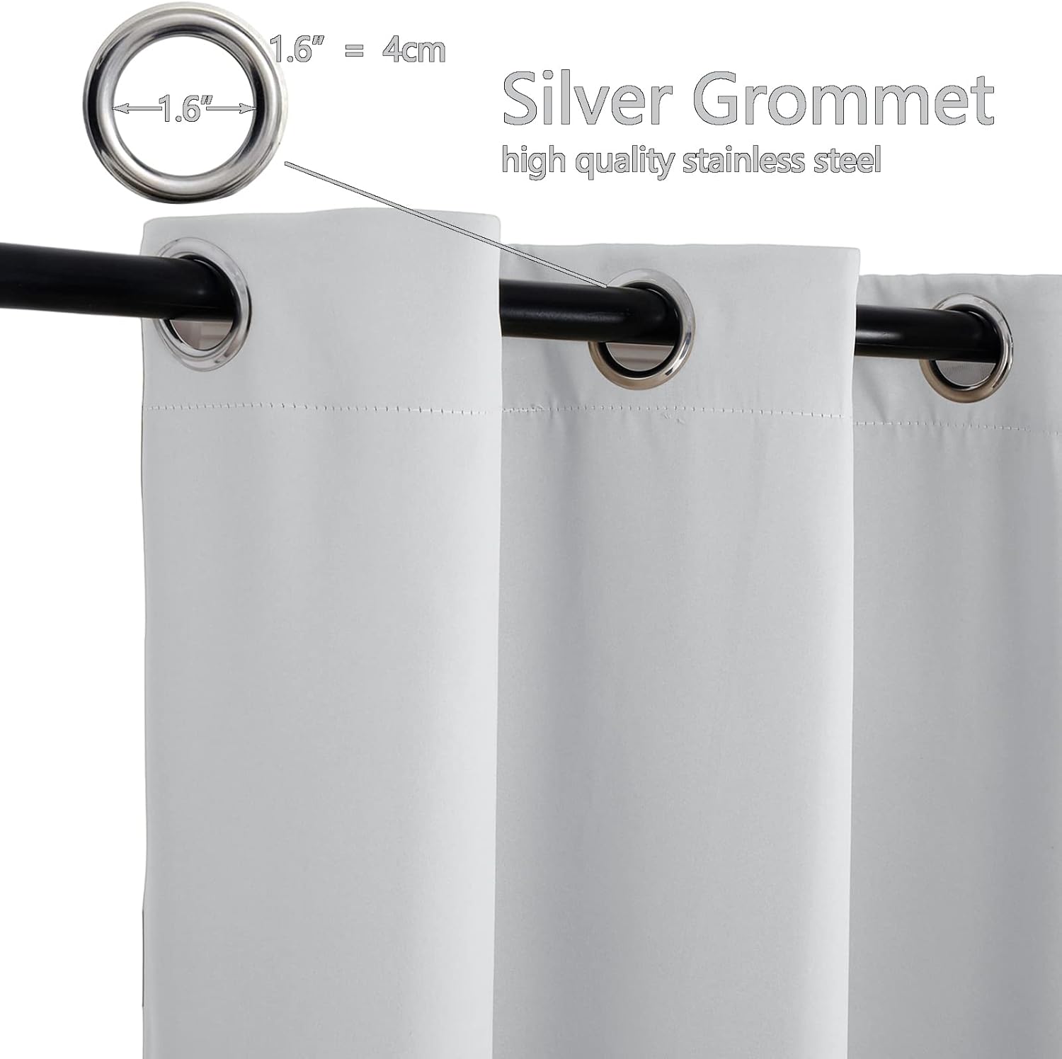 Outdoor Curtain Waterproof Extra Patio Windproof Energy Saving Top and Bottom Stainless Steel Grommets for Porch White Gray (Width x High) W33.85 x H53.93 x 1PC
