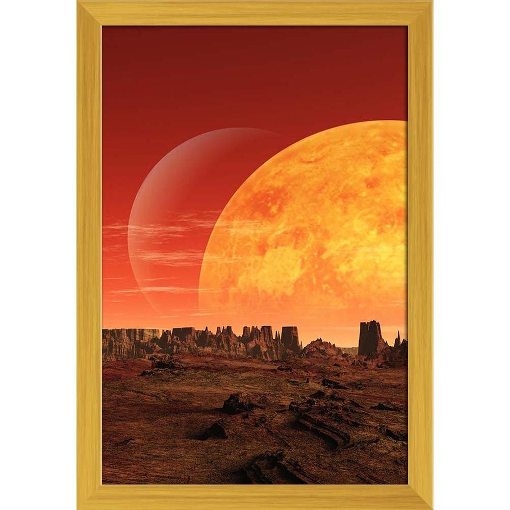 ArtzFolioAlien Planet | Paper Wall Poster Golden Frame with Acrylic Glass | 9 x 13 inch (23 x 33 cms)