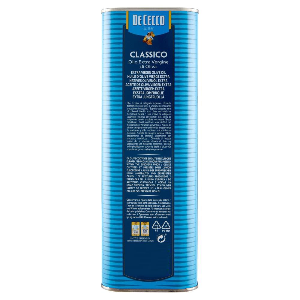 De Cecco Classico Olio Extra Vergine di Oliva Huile d'olive vierge extra idéale pour toutes les applications en cuisine Boîte de 5 l