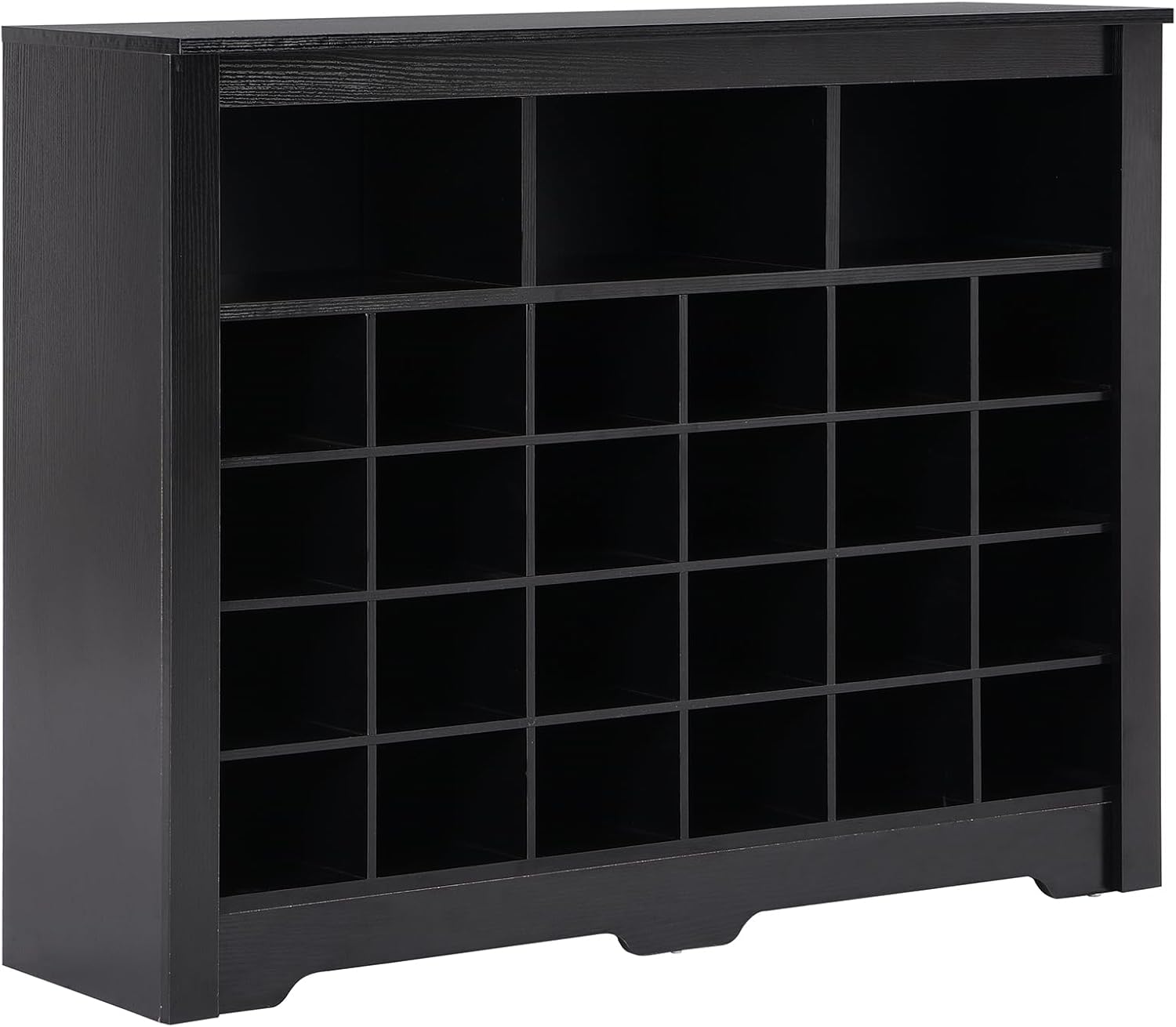 Merax Sleek Design 24 Shoe Cubby Console, Modern Storage Cabinet with Curved Base, Versatile Sideboard for Hallway, Bedroom, Living Room, Black