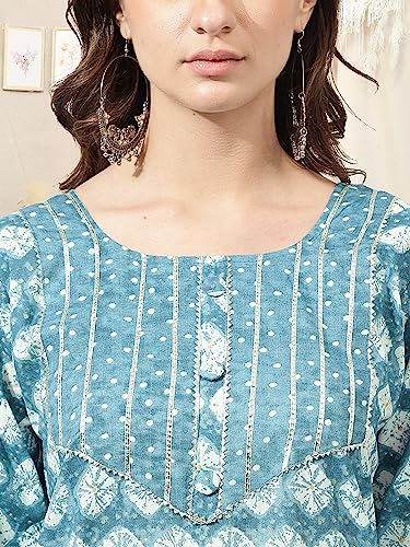 Image of MIRCHI FASHION Women's Straight Fit Fancy Rayon Jaipuri Foil Printed Kurta Set with Plazzo Pant