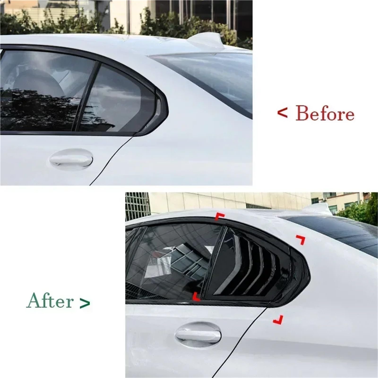 Compatible avec BMW Série 3 G20 320i 325i 330i (2019-2023+) - Grilles d'aération latérales arrière - Cache-Volets Noir Brillant(Gloss Black)