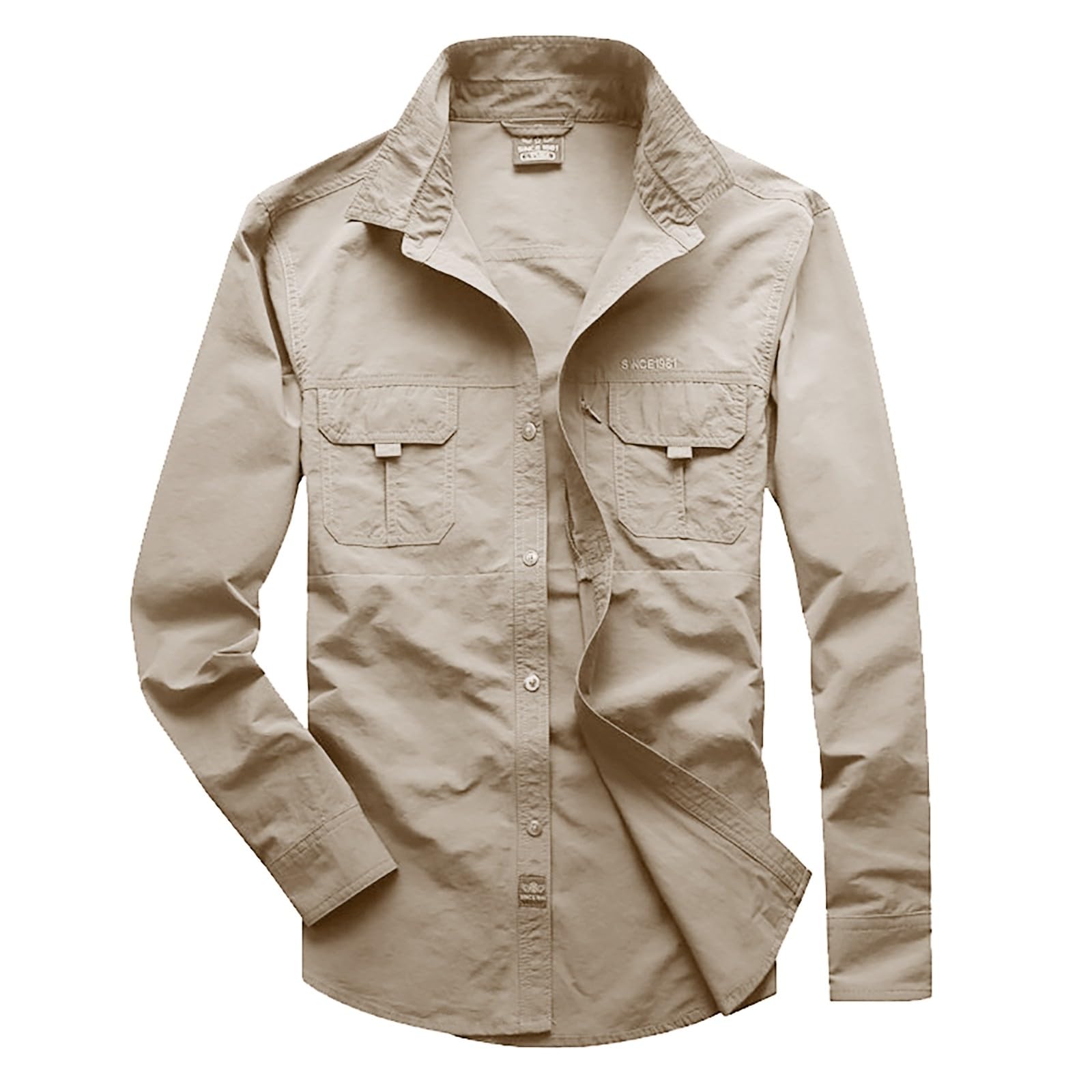 Hemd Herren Langarm Tactical Revers mit Knöpfen Funktionshemd Leicht Outdoor Hemden Cargo-Hemd Button Down Herren Freizeithemd für Wandern Trekking Urlaub