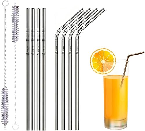 Juego de 14 pajitas de metal para beber (6 rectas + 6 dobladas + 2 limpiadores), pajitas reutilizables ecolĂłgicas de 8.5 pulgadas, pajitas de acero Juego de 14 pajitas de metal para beber (6 rectas + 6 dobladas + 2 limpiadores), pajitas reutilizables ecolĂłgicas de 8.5 pulgadas, pajitas de acero