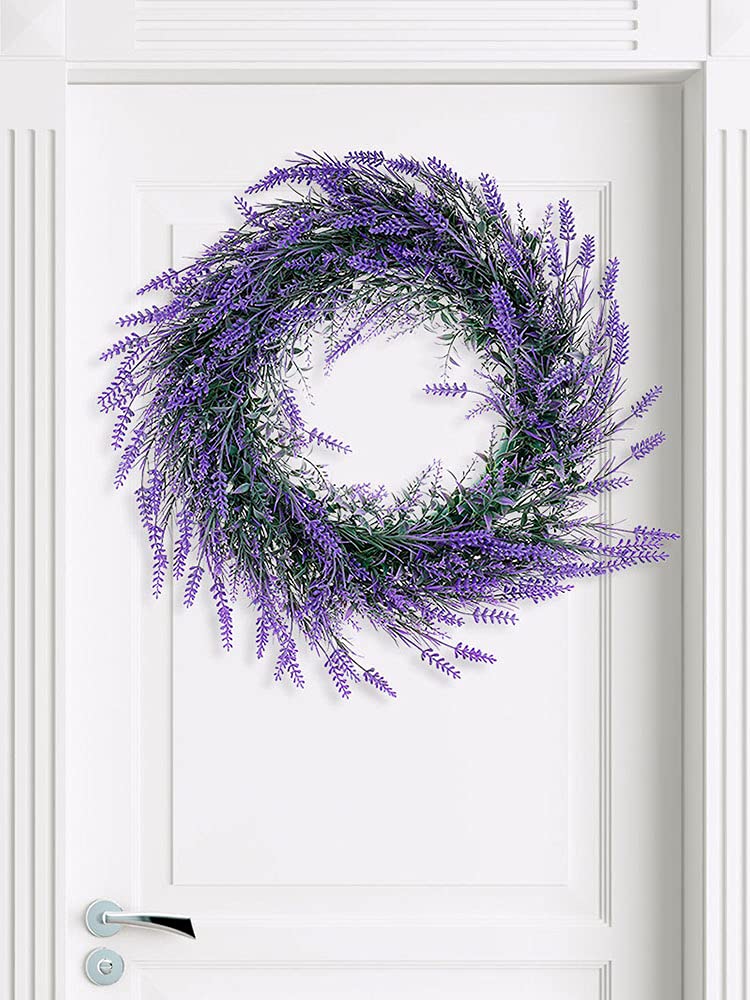 Jkioho Lavender Wreath For Front Door,15In Artificial Wreath,Fake Flower Wreath,Purple Wreath For All Seasons