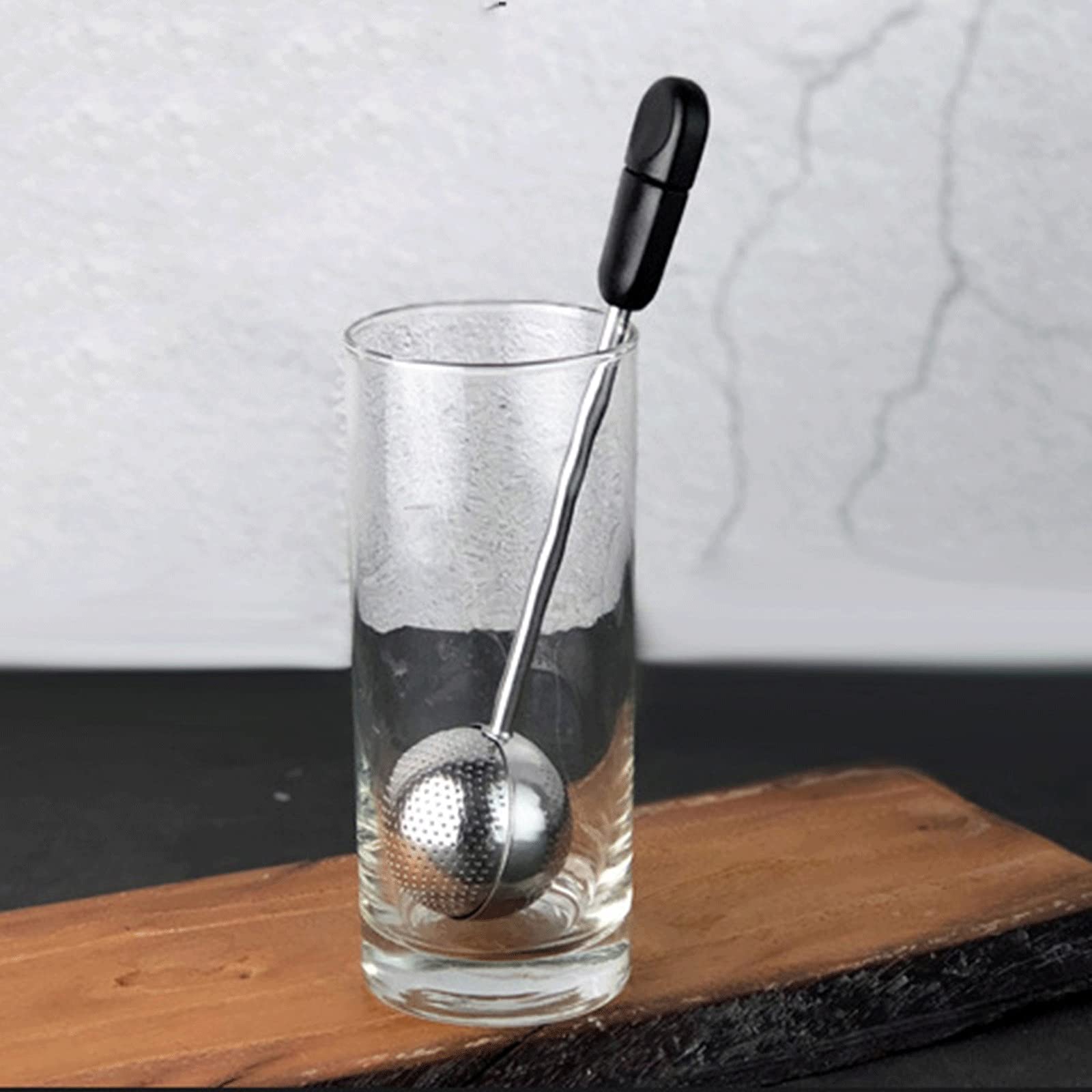 Infuseur à thé en acier inoxydable - Portable - Maille fine - Poignée de 14 cm - Rotation à 360 degrés - Noir
