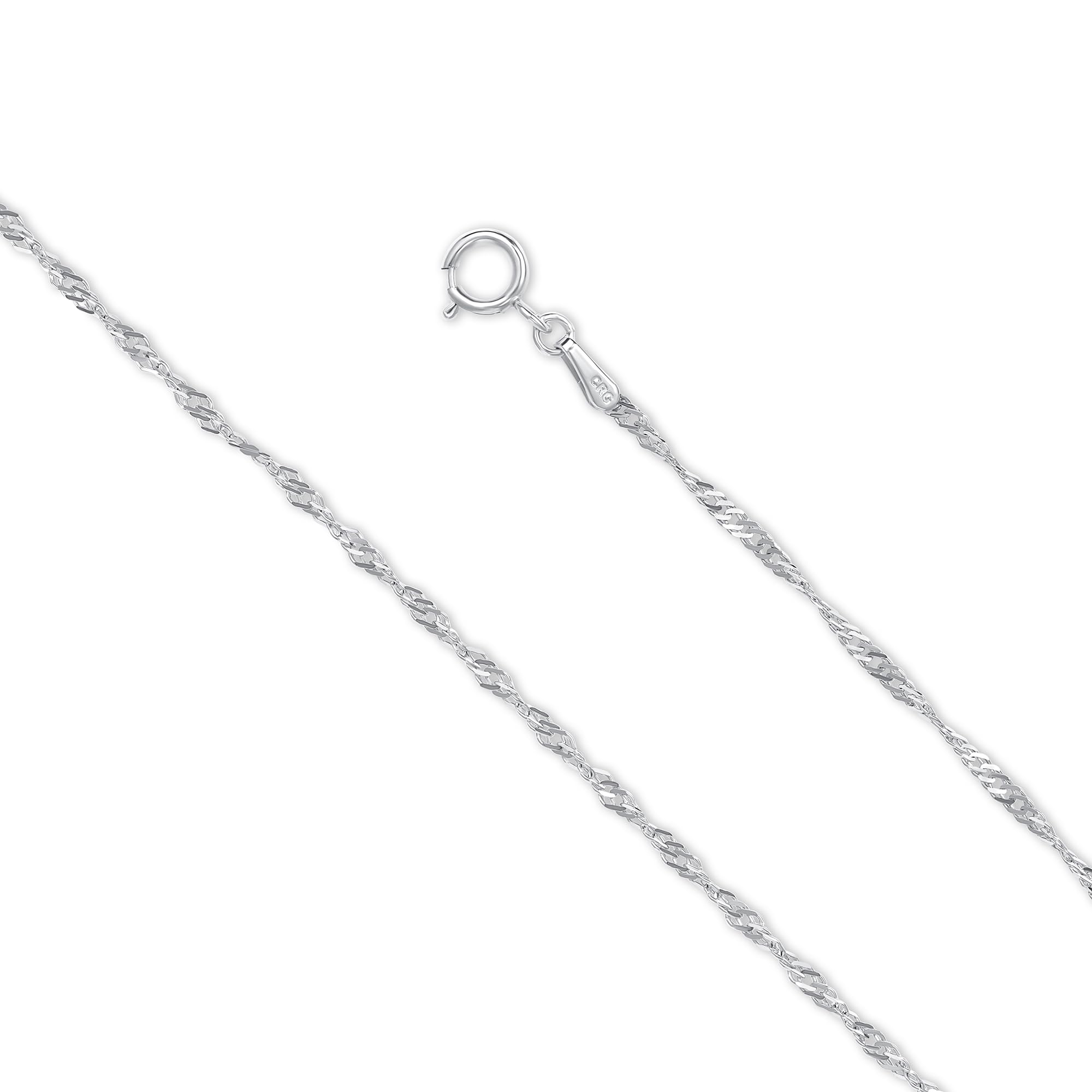 EVAYA 14K Gold Singapore Chain Necklace (1–1.5mm)
