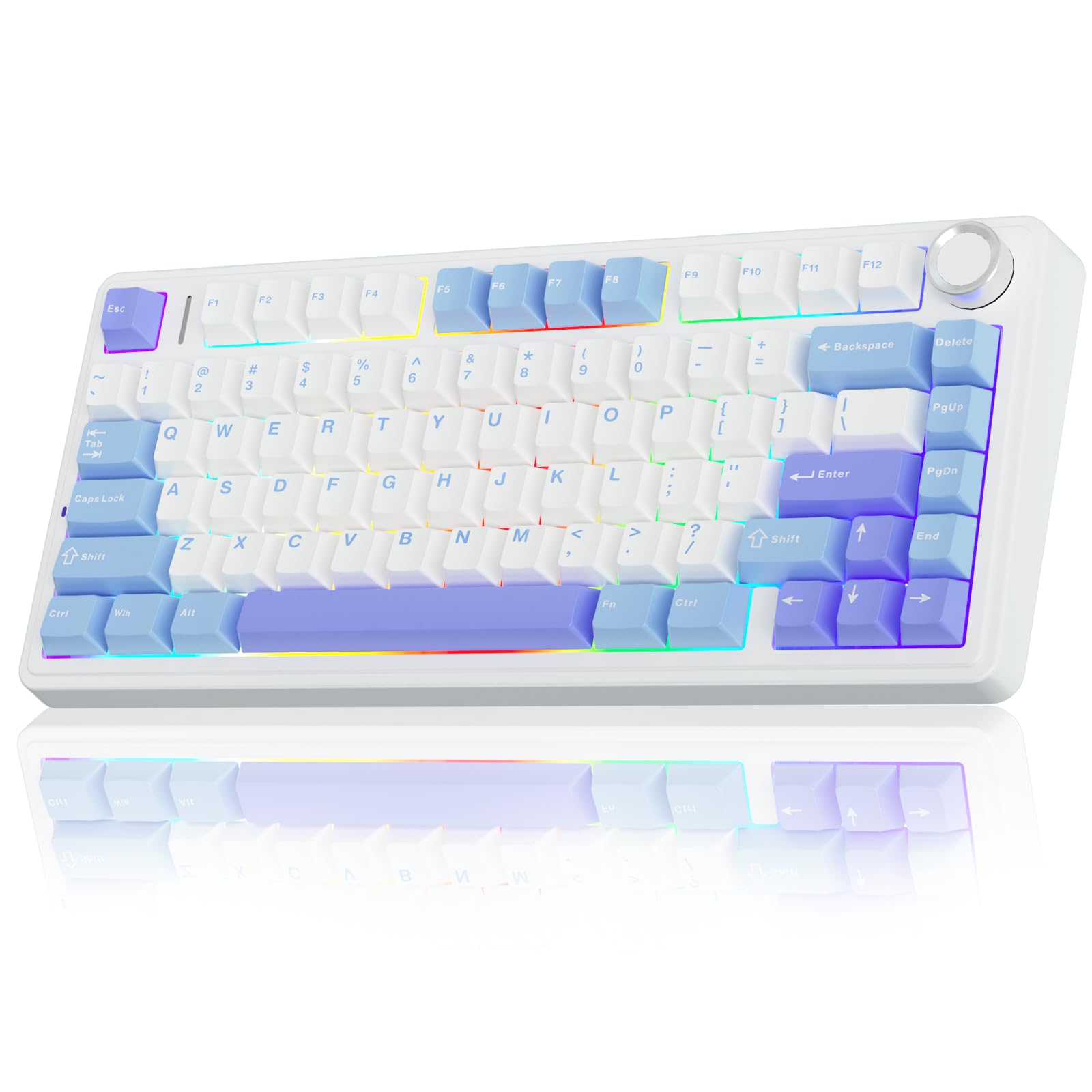 AULA F75 75% Wireless Mechanical Keyboard,2.4Ghz/Type-C/BT5.0 Gaming Keyboards,Advanced Structure,Side Engraved,RGB Backlight,Hot Swappable Custom Keyboard for PC/Mac (Black) — view 17