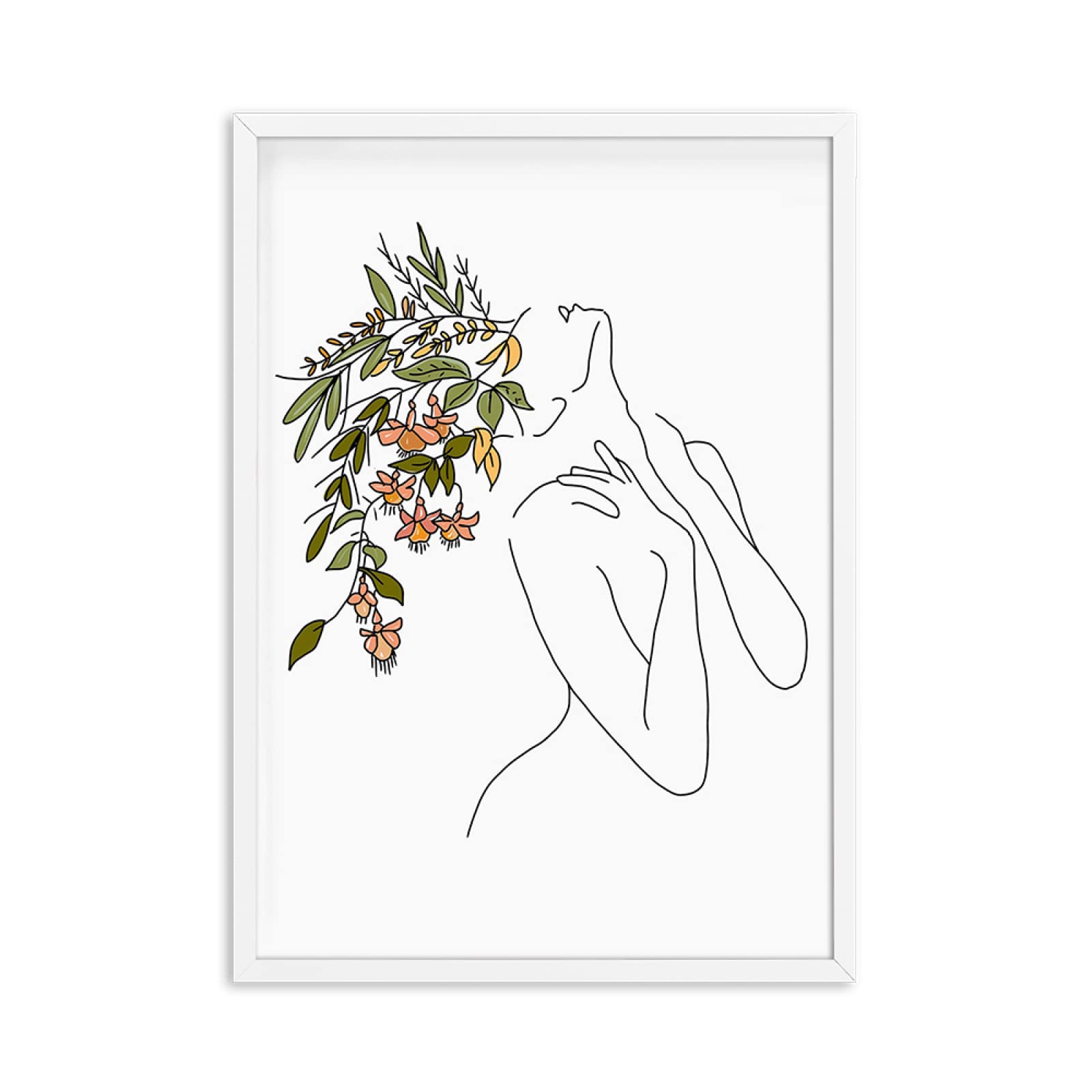 Affiche Poster Déco Murale - Nu Féminin Avec Fleurs - Noir Et Blanc - 61x91.5 Cm - Neuf - ARTTOR