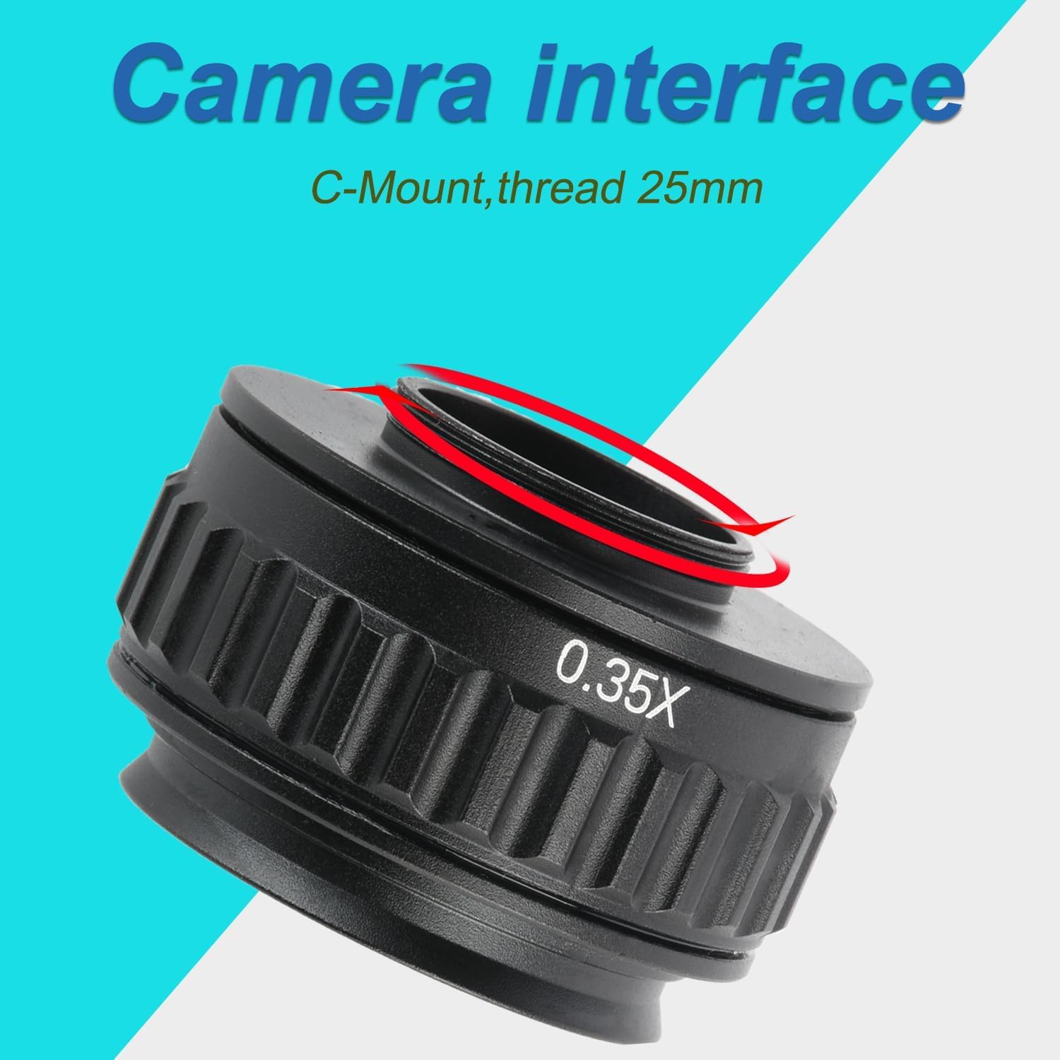 0.35X CTV Lente del microscopio Obiettivo ausiliario Adattatori di interfaccia della fotocamera Parti del microscopio industriale Raccordi per microscopio stereo trinoculare