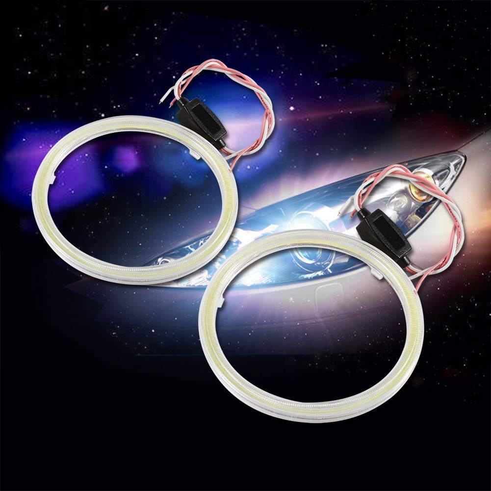 Qiilu COB Angel Eyes phare, 1 paire Auto Halo Anneaux Angel Eye COB Puces Phare DRL LED Pour Voiture De Moto(120mm)