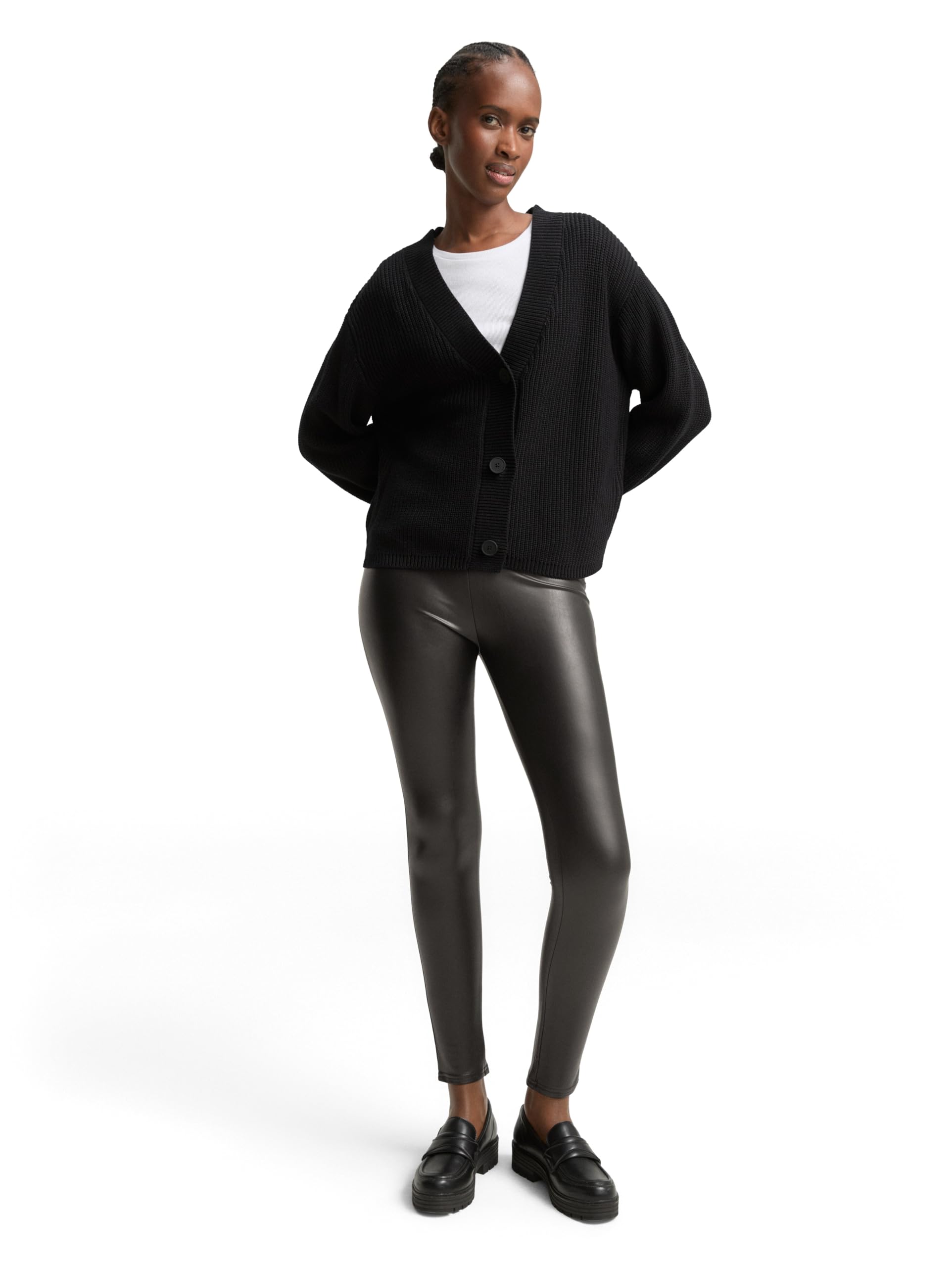 Tom Tailor Denim Damen Leggings in Fake-Leder-Optik