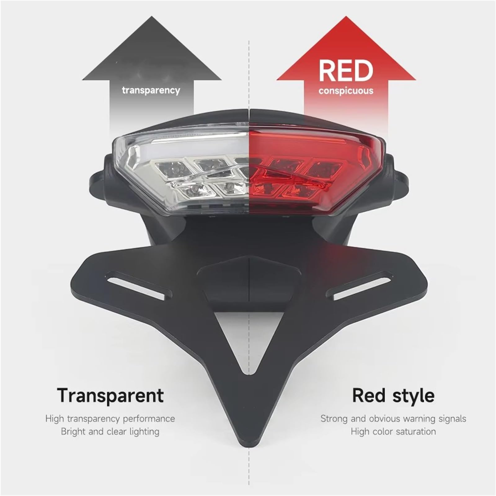 para Trident 660 2021-UP Carcasa Cadena Motocicleta Cola Corta Trasera Soporte Matrícula Contrapunto Luz LED Soporte Matrícula Motocicleta(1 Set - Transparent)