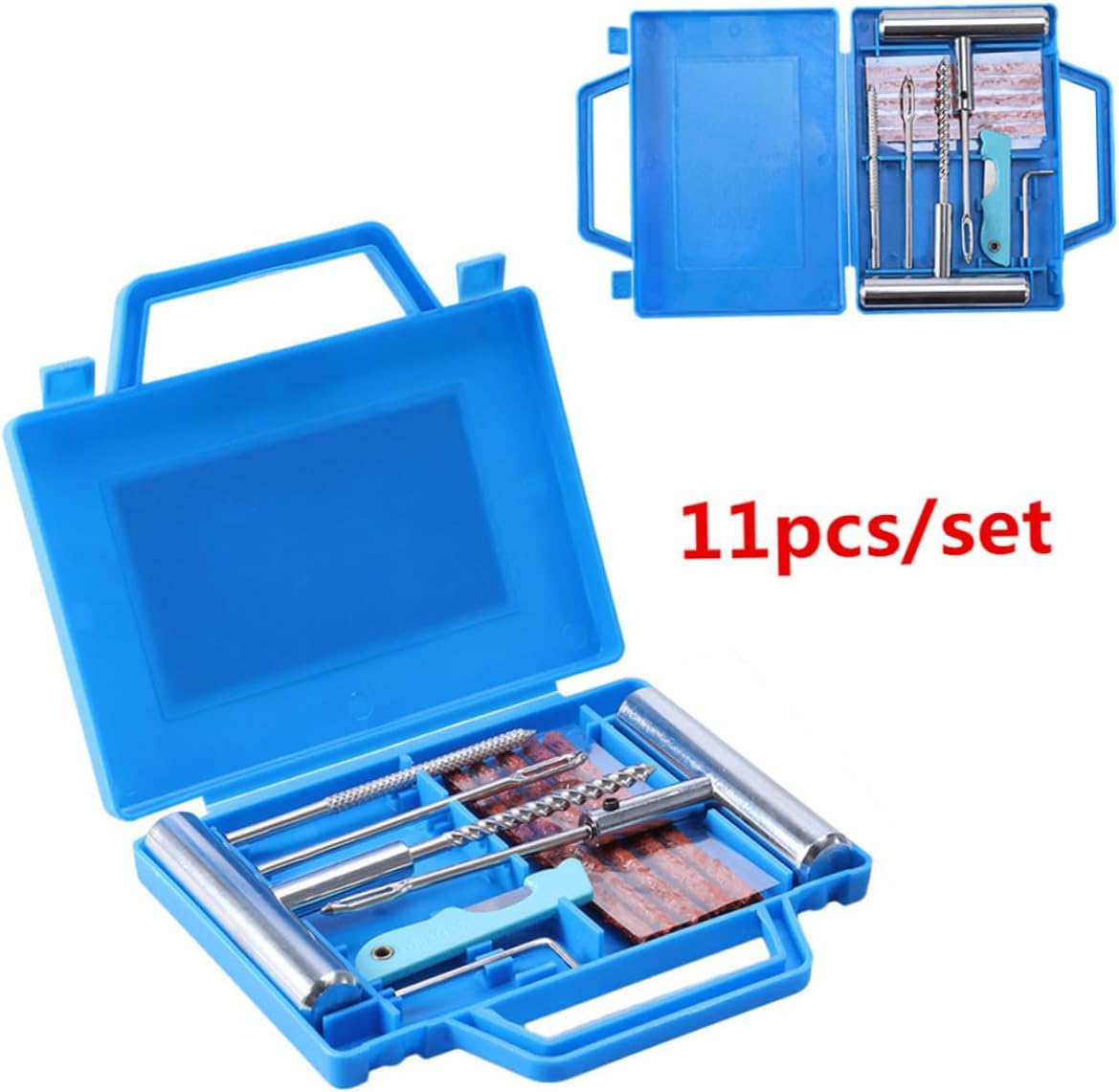 11pcs Heavy Duty Car Tire Plug Repair Kit Flat Tire Sealant for Car Motorcycle Tyre Repair Kit Strong Strength Random Color