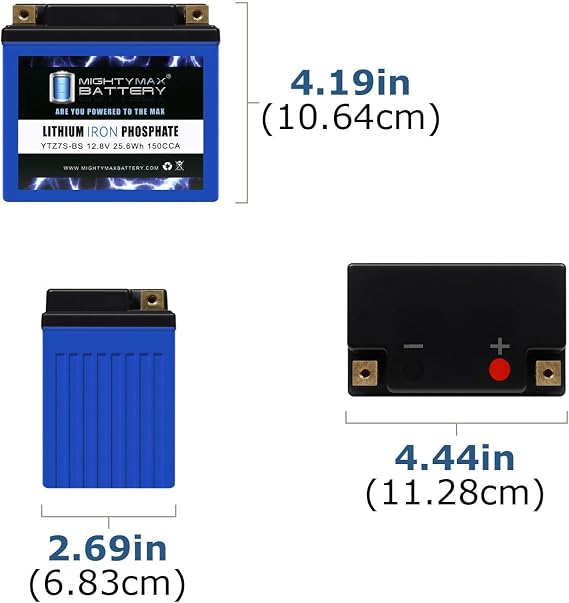 Mighty Max Battery YTZ7S Lithium Battery Replacement for GS Yuasa Motorcycle Yamaha R6