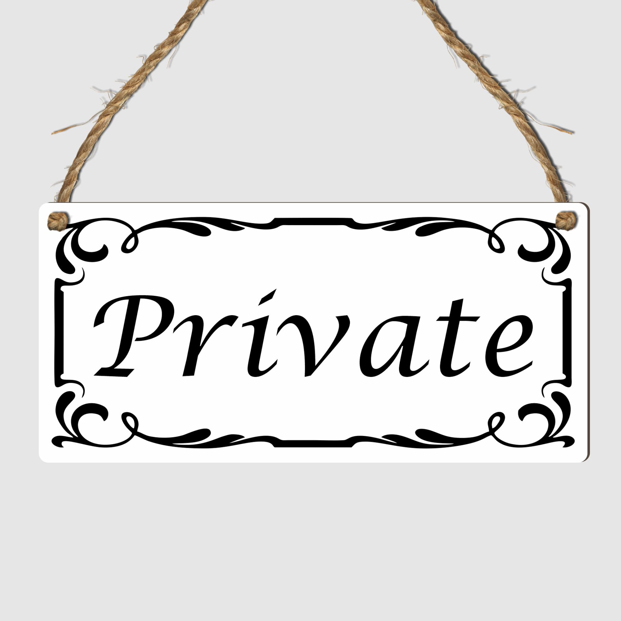 Bathroom Door Sign, Private Room Plaque, Toilet Hanging Sign, Bathroom Decor, Home WC Sign, Elegant Restroom Hanging Sign, Vintage Toilet Sign, (Private, Large: 29 cm (H) × 13.5 cm (W))