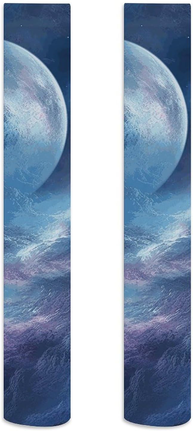 Nebula And Moon Knee High Stockings for Women 23.6" Breathable Thigh High Stockings Over The Knee Socks