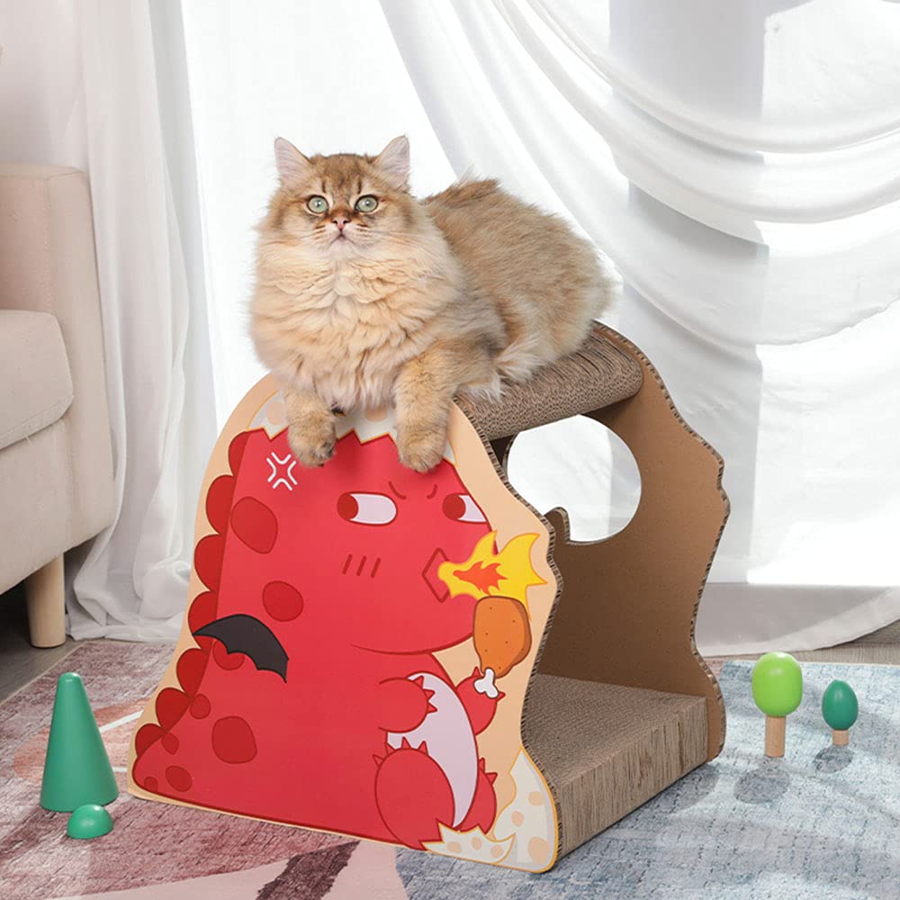 Rascador para Gatos de Cartón Protector contra arañazos de Gato y Perro - Afilador de uñas de cartón para Mascotas Más grueso, con capacidad para dormir, duradero (rojo)