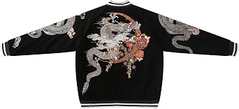 Velvet Dragon Embroidered Bomber Jacket Japanese Style Streetwear Casual Winter Windbreaker for Men Women