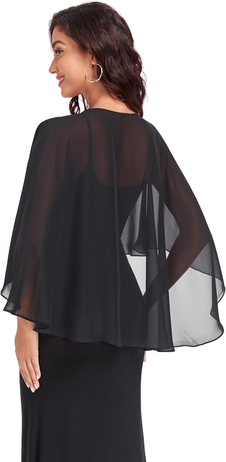 Sheer Shawls and Wraps for Evening Dresses Chiffon Capes for Women Soft Wedding Cover Up - Image 6
