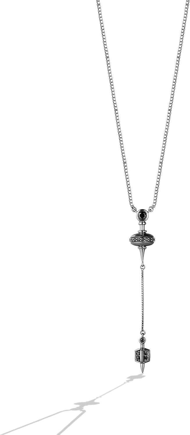 Jewelili Star Wars™ Fine Jewelry Tusken Raider™ Women's Necklace 1/5 Ct.Tw. Black Diamonds, Onyx, Sterling Silver with Black Rhodium