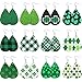 12 Pairs Leather Earrings Leaf Dangle Earring Lightweight Teardrop Earring Shamrock Drop Earrings for Women St. Patrick's Day Gift