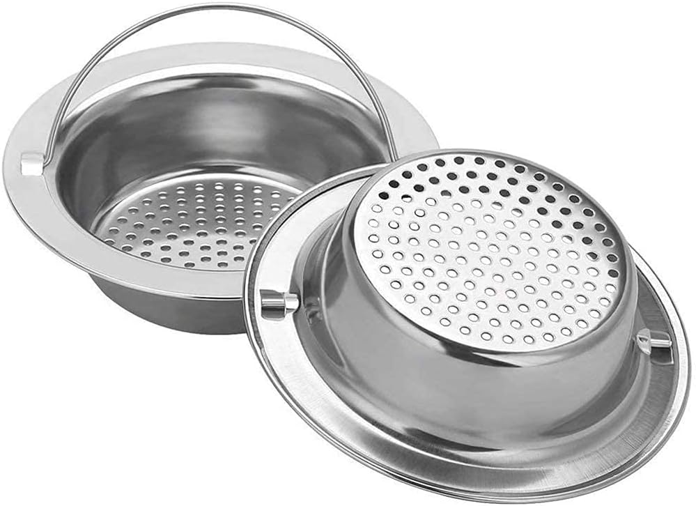 abidoot Kitchen Sink Strainer Basket Catcher 2 pack 4.33 inch(Hand-Held), Anti-Clogging Stainless Steel Drain Filter Strainer - Dishwasher Safe (Silver) (Stainless Steel)