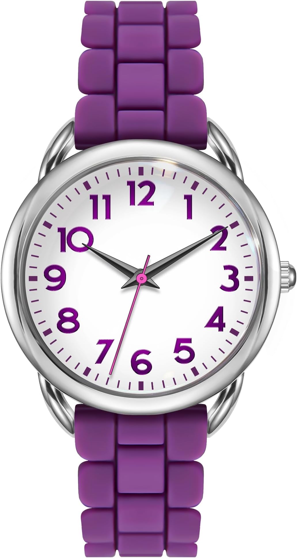 35MM Watches for Women Big Face Easy Reader Silicone Strap Water Proof