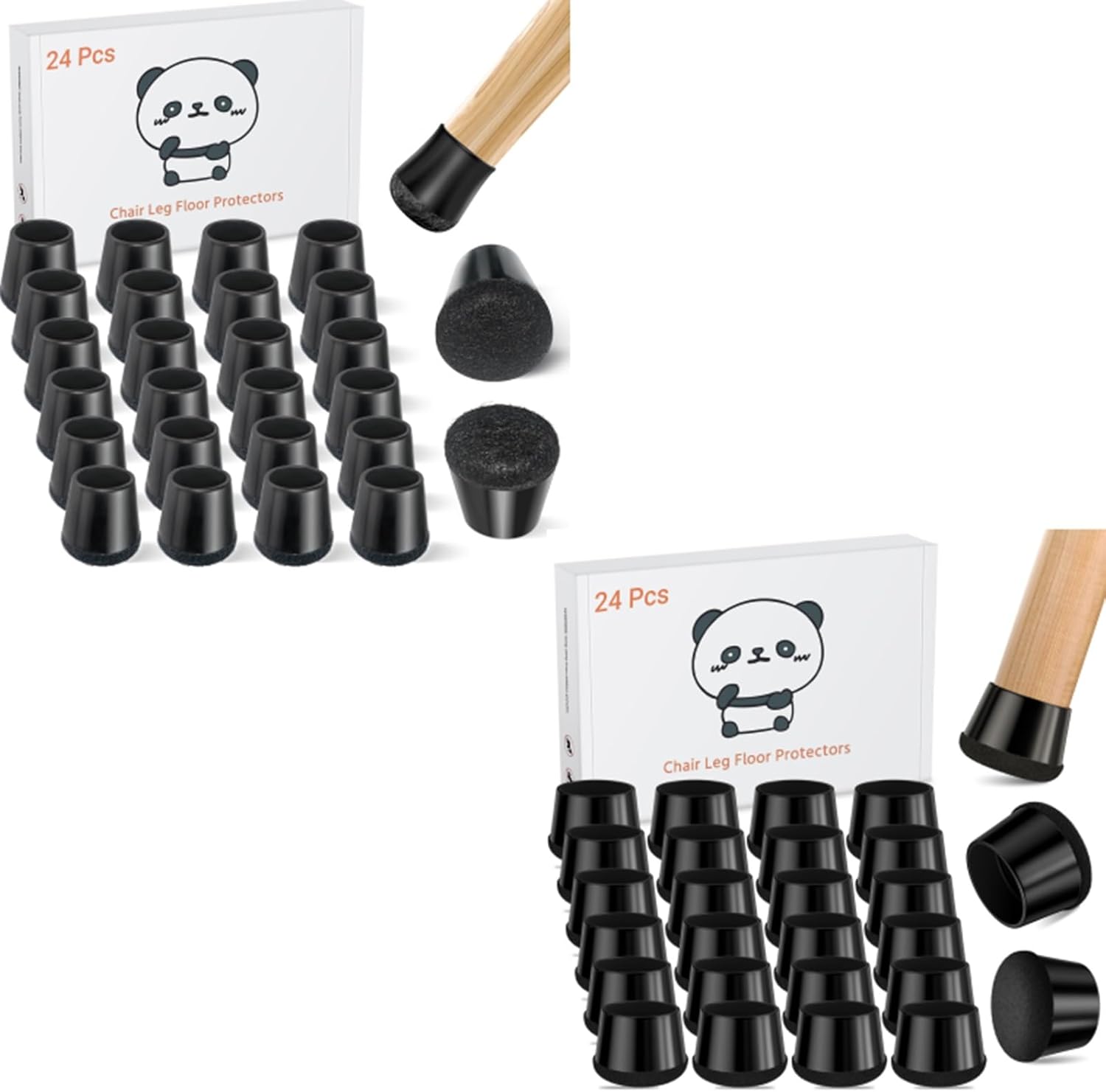 24 PCS Silicone Chair Leg Floor Protectors Extra Small(0.6"-0.8")+Large (1.2"-1.4")