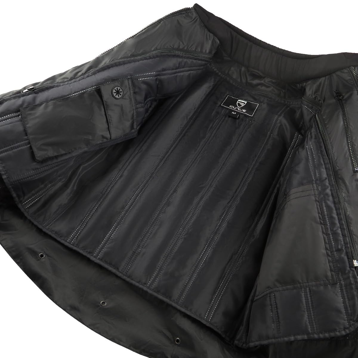 CURVE Chaqueta moto Boron Waterproof, Negra, Impermeable, Espaldera EVA, Protecciones hombros y codos Nivel 2, Adultos, Hombre, Mujer, todas las estaciones, clase A, CE