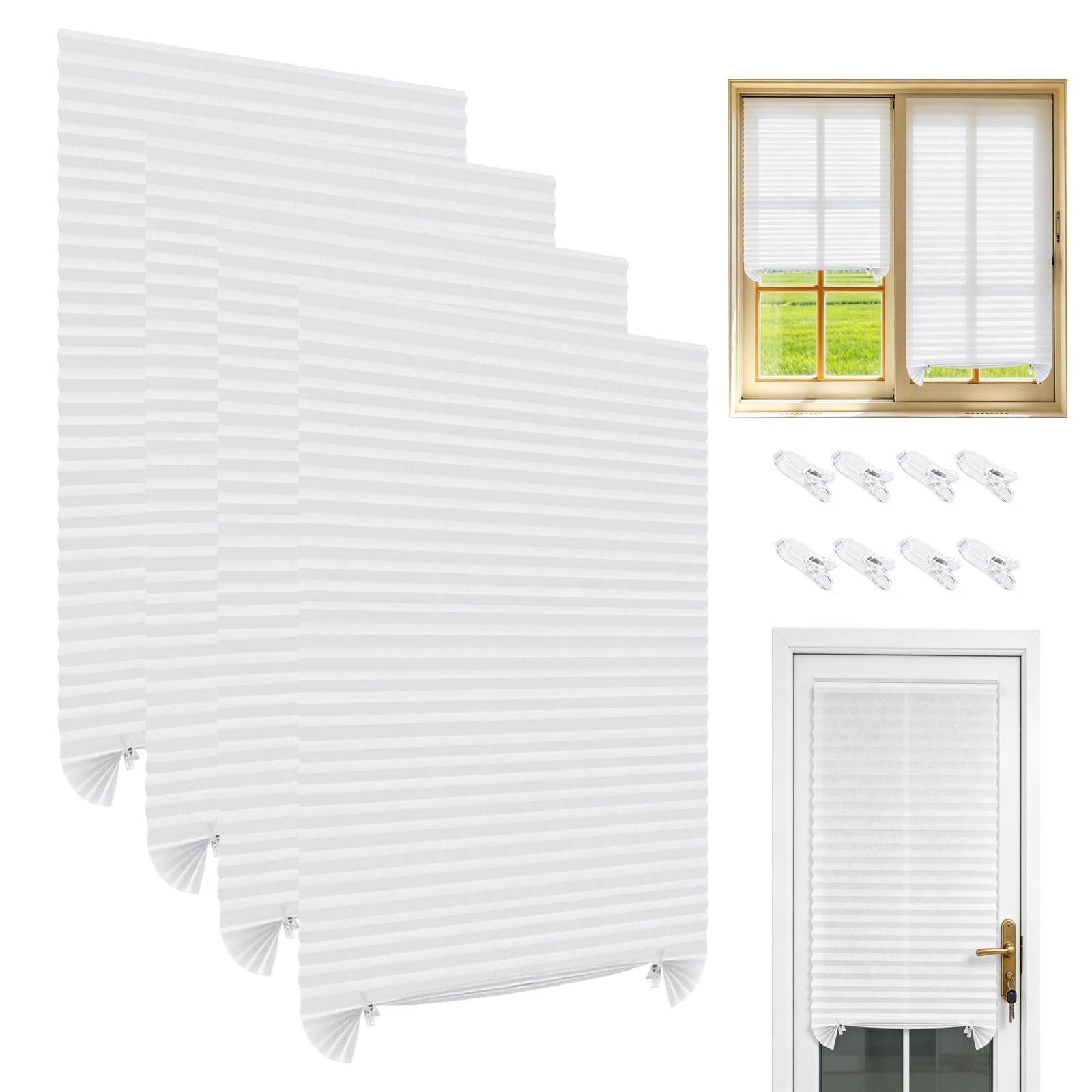 CAAGGMM No Drill Temporary Blinds Stick on, 4 Pack 60 x 150 cm Temporary Blackout Blind, Easy fit Self Adhesive Blind, Curtains for Bedroom Kitchen Bathroom Windows, White