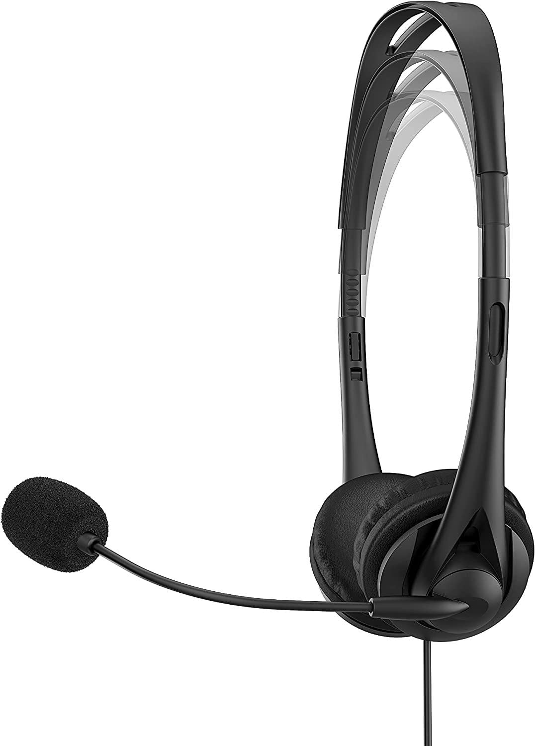 HP G2 Cuffie Stereo Cablate, Connessione USB-A, Comandi Integrati nel Cavo, Microfono Ripiegabile e Archetto Regolabile, Imbottitura in Ecopelle, Riduzione del rumore e Funzione Silenziamento, Nero