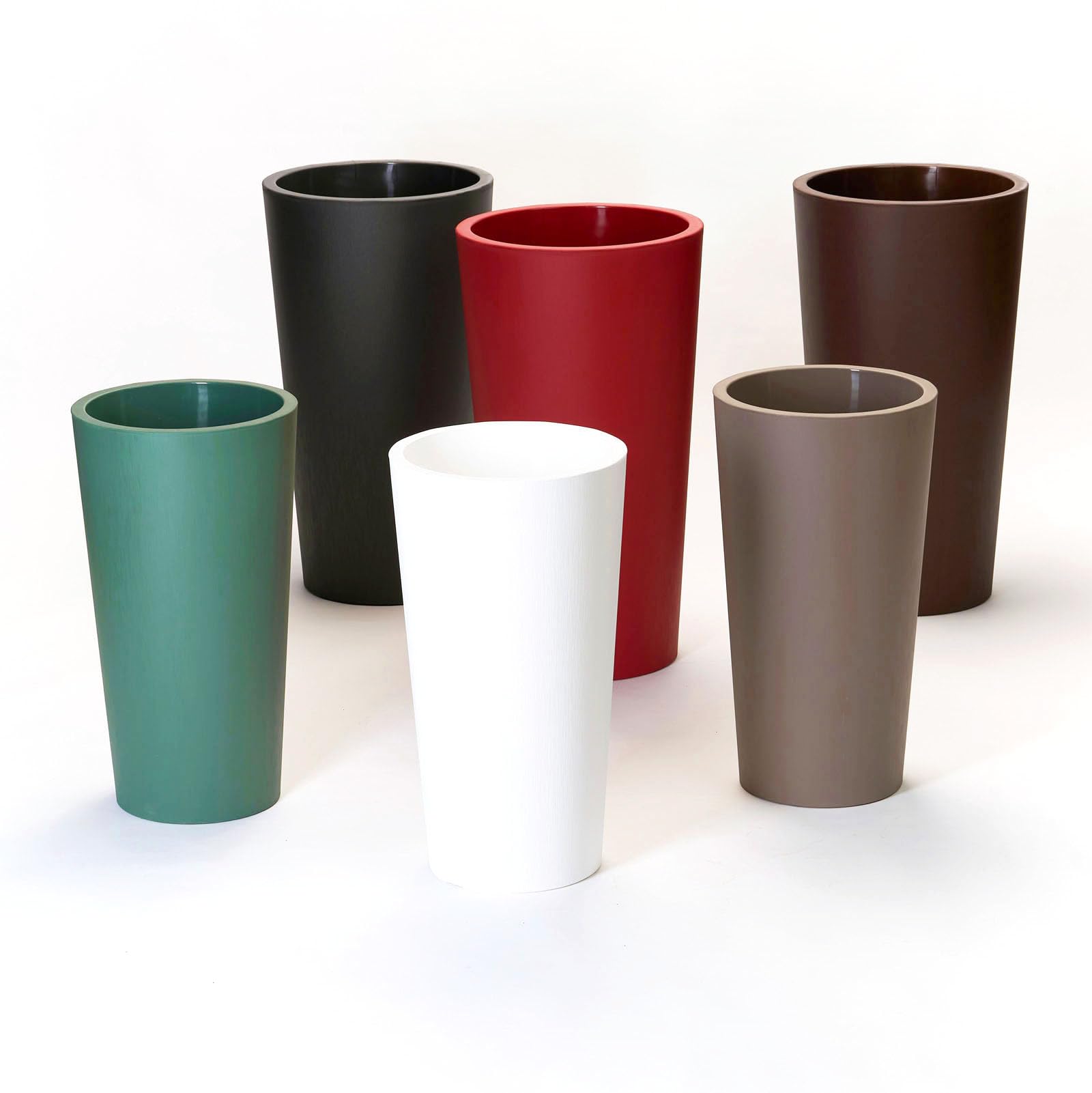 Euro3plast Tuit Raw Blumentopf mit Einsatztopf in 2 Größen: 33 cm Ø x 61 cm hoch oder 40 cm Ø x 73 cm hoch aus Kunststoff 6 Farben zur Wahl Drinnen- und Draußen (Anthrazit, 61 cm)