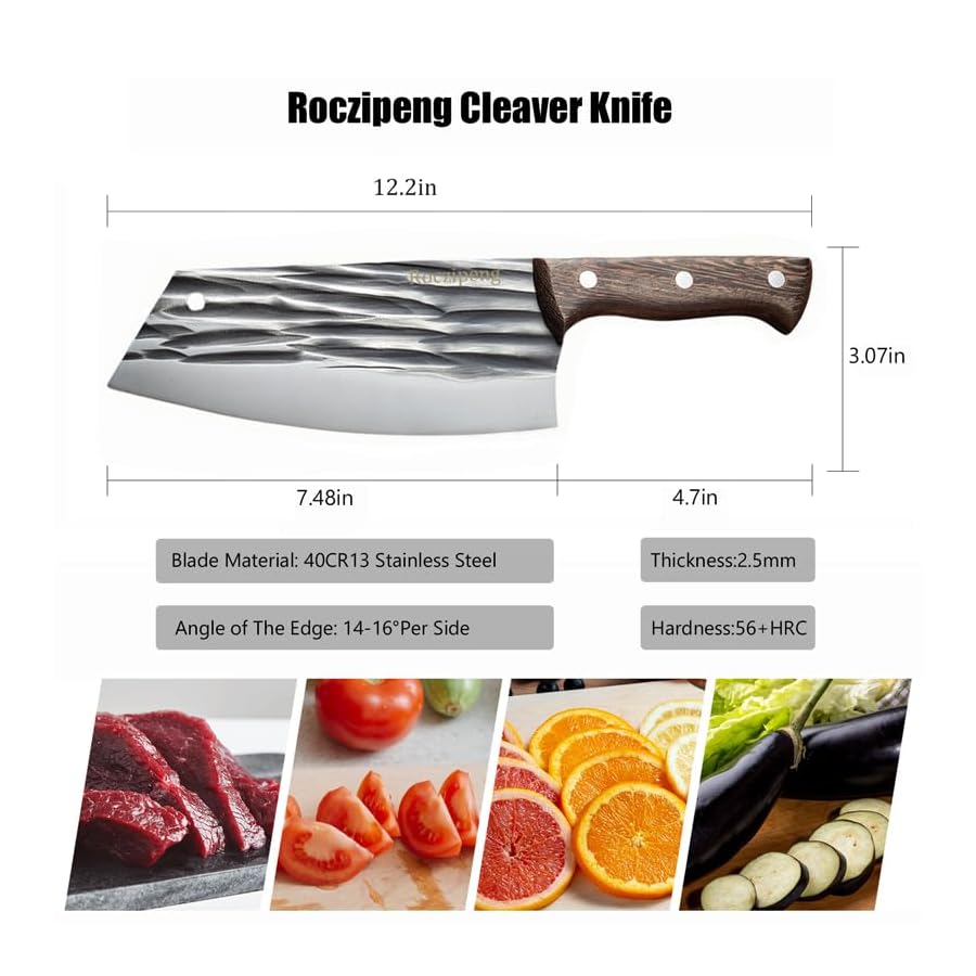 748-inch-Kitchen-Meat-Cleaver-Knife-Ultra-Sharp-Chinese-Chef-Cleaver-Knife-for-Cutting-Meat-Stainless-Steel-Meat-Chopper-Butcher-Vegetable-Cleaver-Knife-with-Full-Tang-Ergonomic-Handle-CD-02 7.48 inch Kitchen Meat Cleaver Knife, Ultra Sharp Chinese Chef Cleaver Knife for Cutting Meat, Stainless Steel Meat Chopper Butcher Vegetable Cleaver Knife with Full Tang Ergonomic Handle (CD-02)