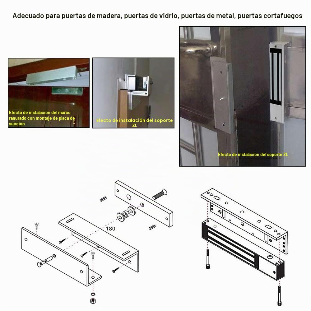 DC12V 280KG Cerradura Magnética Eléctrica 600 Libras Fuerza de Sujeción Incluyendo ASoporte de Montaje ZL, para Sistema de Seguridad del Hogar, Puerta Adecuada de Madera/Metal/Vidrio