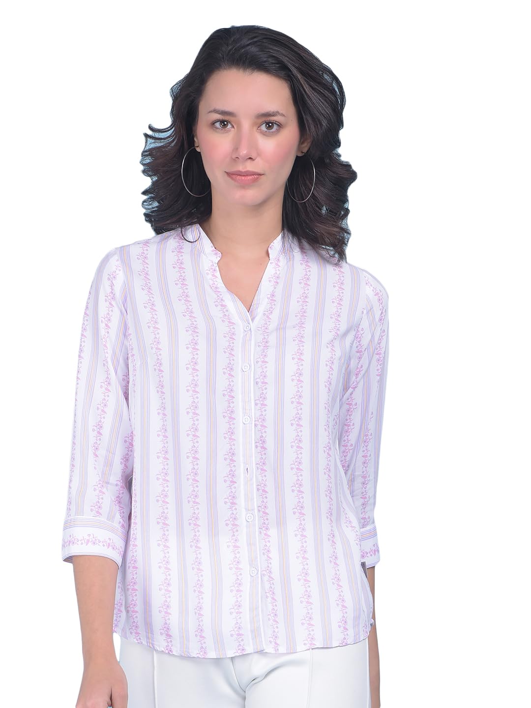 crimsoune club Women's Pink Floral Print Shirt-picture-26