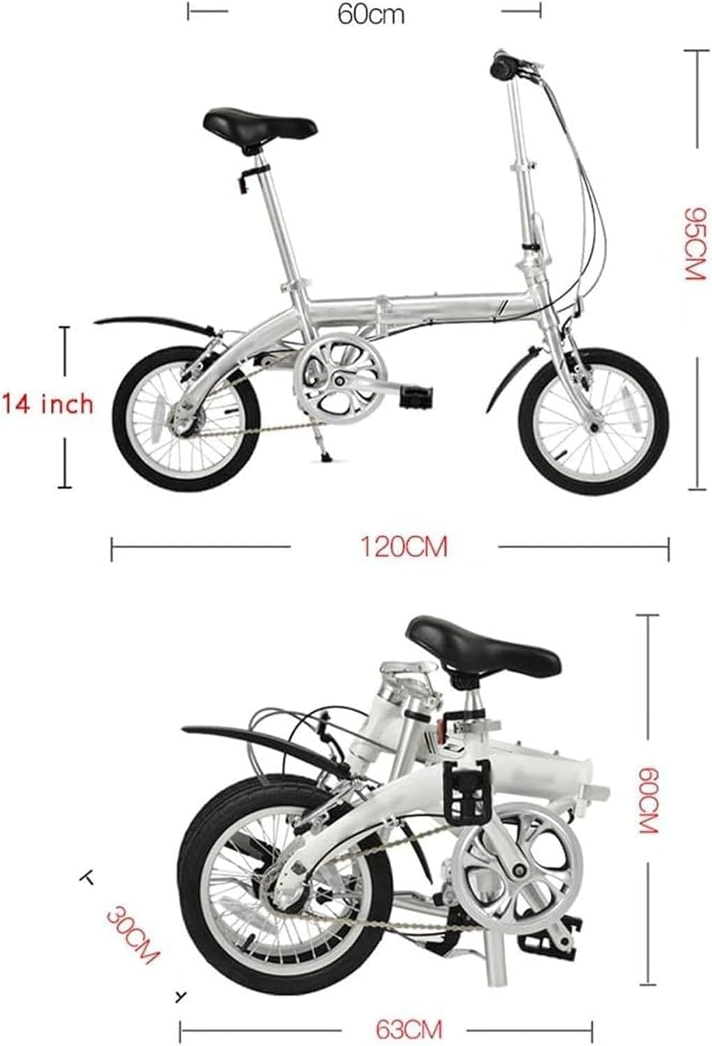 14 Ih Falträder 3 Geschwindigkeit, Leichte City 3-Gang Falträder, Mountainbike, Nabenschaltung Falträder Für Erwachsene, 14in, Size