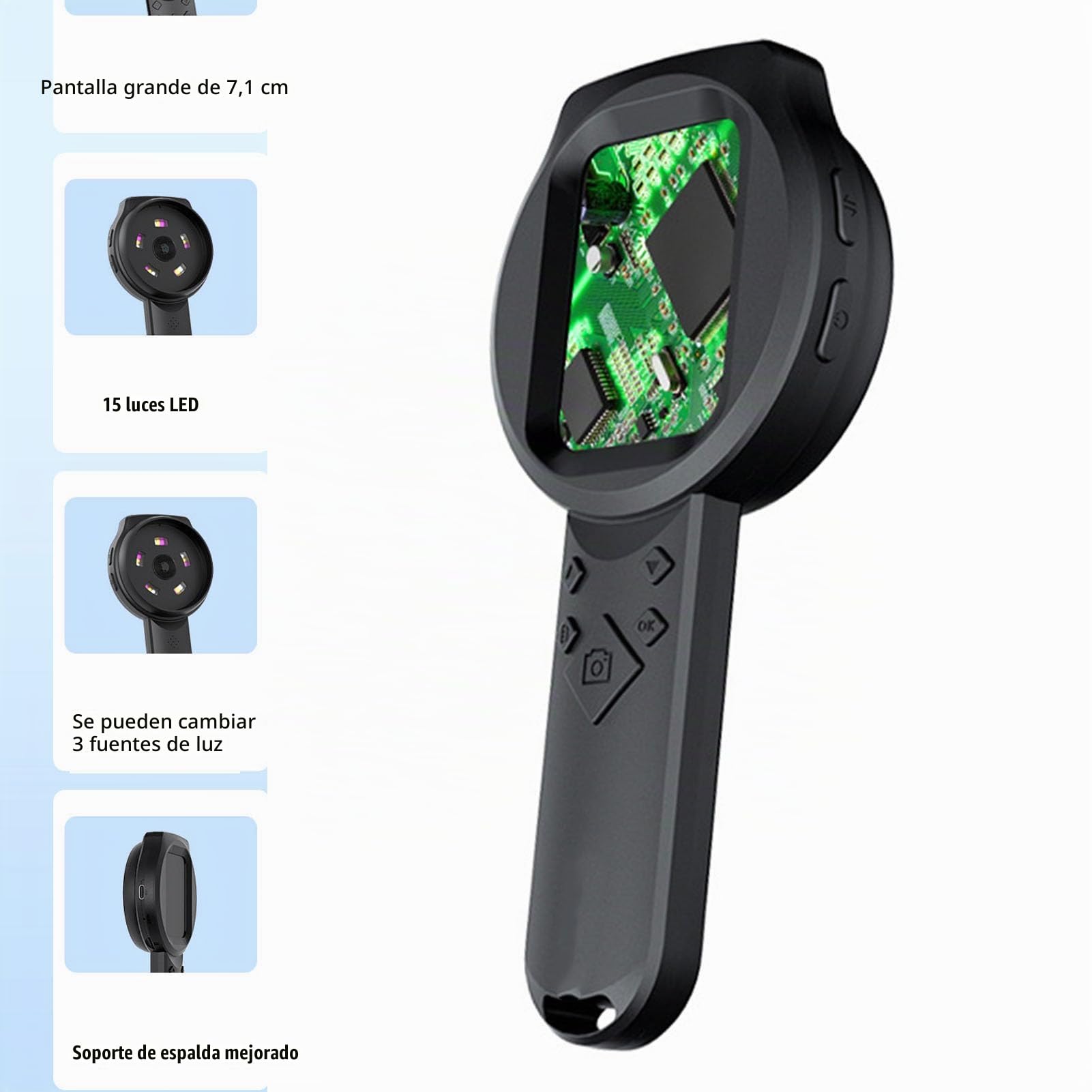 CCYLEZ Lupa de 1000x con Luz, Lupa Digital 1000x de Mano, 2.8in HD IPS Screen 12 Idiomas Admite 3 Fuentes de Luz, para Leer Joyas y Trabajo Cerrado