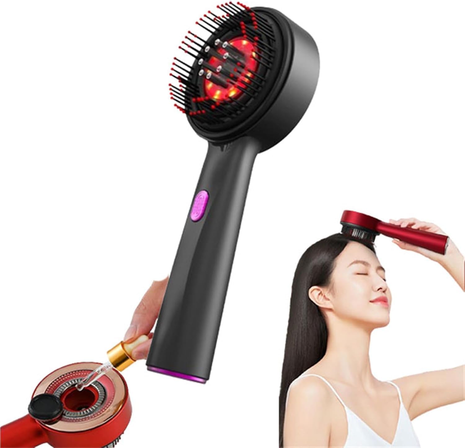 Lumetra Red Light Hair Massager,Lumetra Scalp Massager for Hair Growth,Lumetra Hair Massager Brush,Lumetra Head Massager,Scalp Massager with 3 Gears,360° Kneading Massage (Black)
