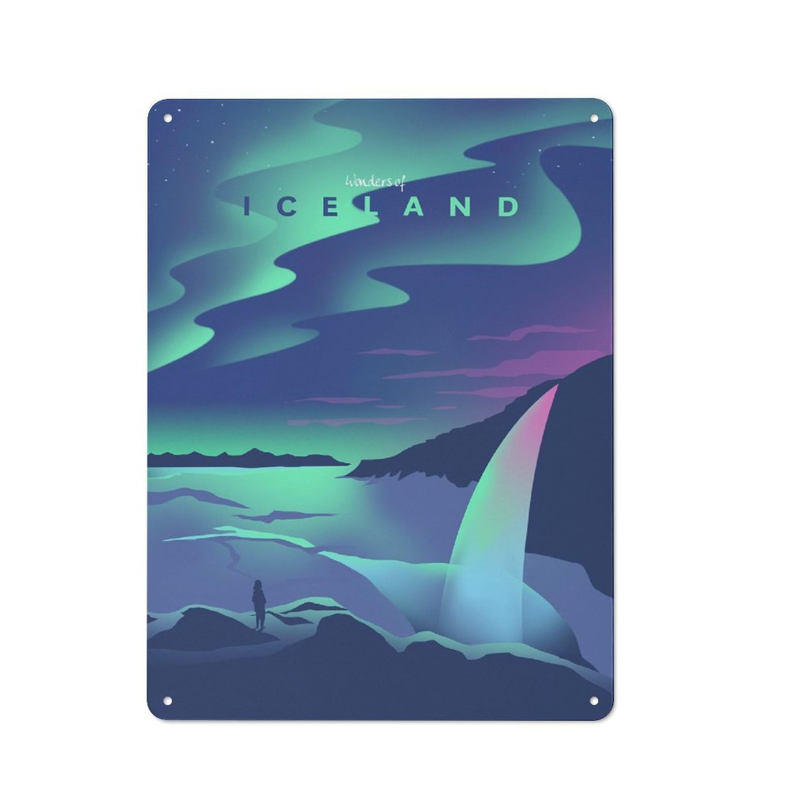 Junmoney Wonders Of Iceland Nostalgic Decorative Tin Sign 40X30cm Featuring Old Style Wall Plaque For Kitchen, Hallway, Bar Or Small Cafe