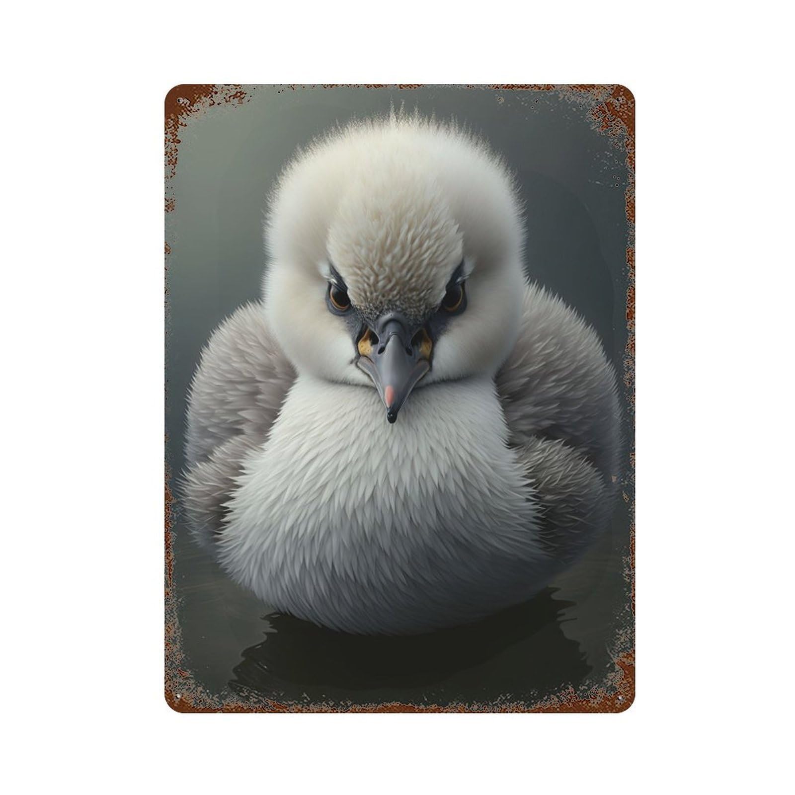 Baby Cygnet Swan Retro Metal Sign 15.7"x11.8", Classic Wall Plaque for Garage, Pub Or Kitchen