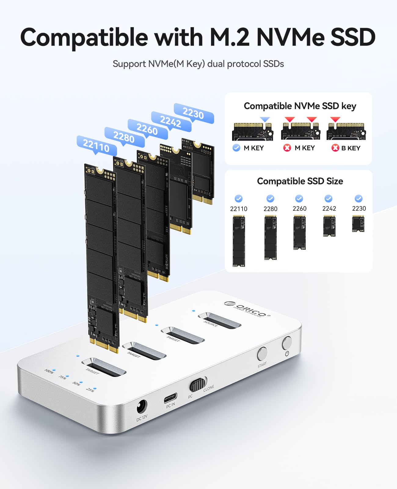 Amazon.co.jp: ORICO M.2 NVMe SSD クローンエンクロージャー 4ベイ