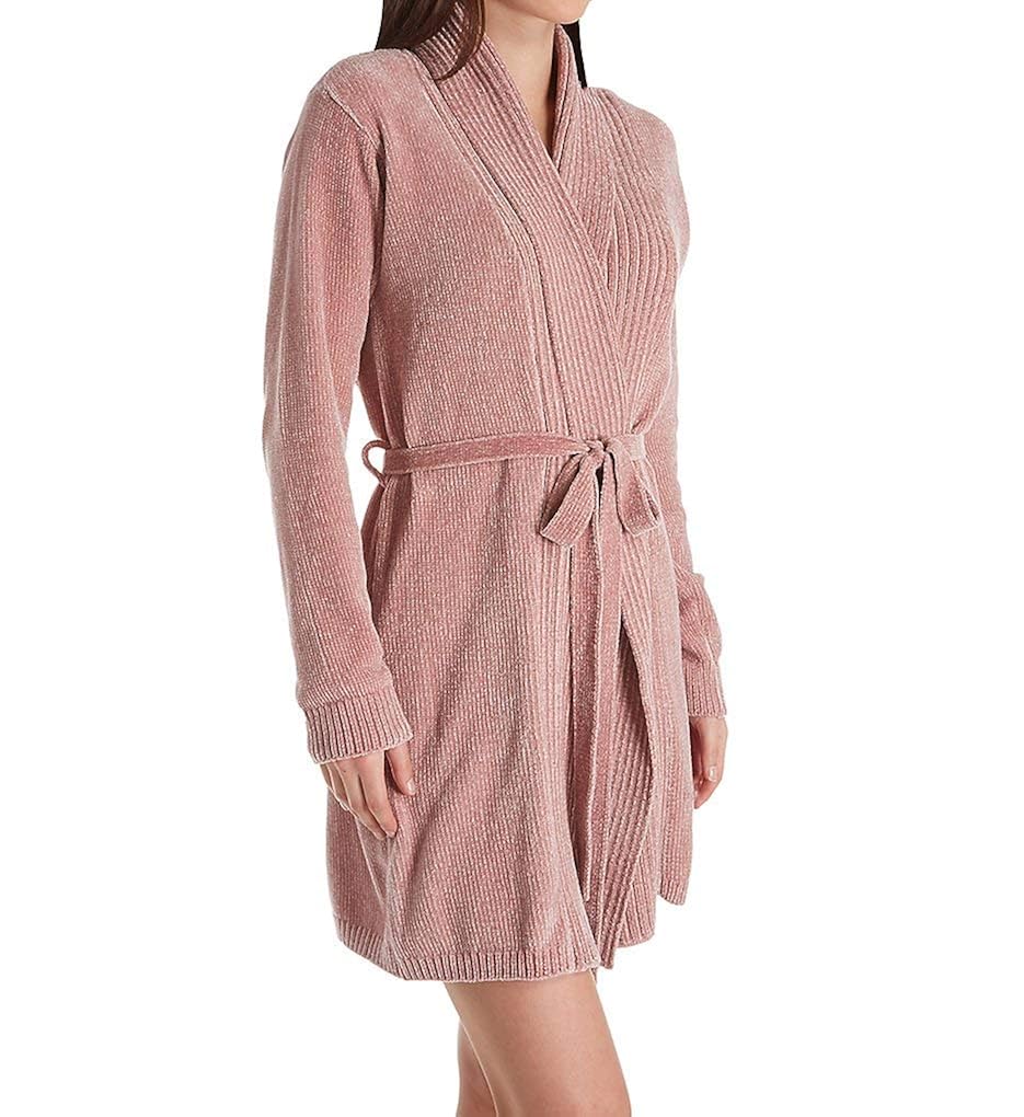 Josie by Natori Women's Chenille Sweater Knit Robe, Rosewood, S