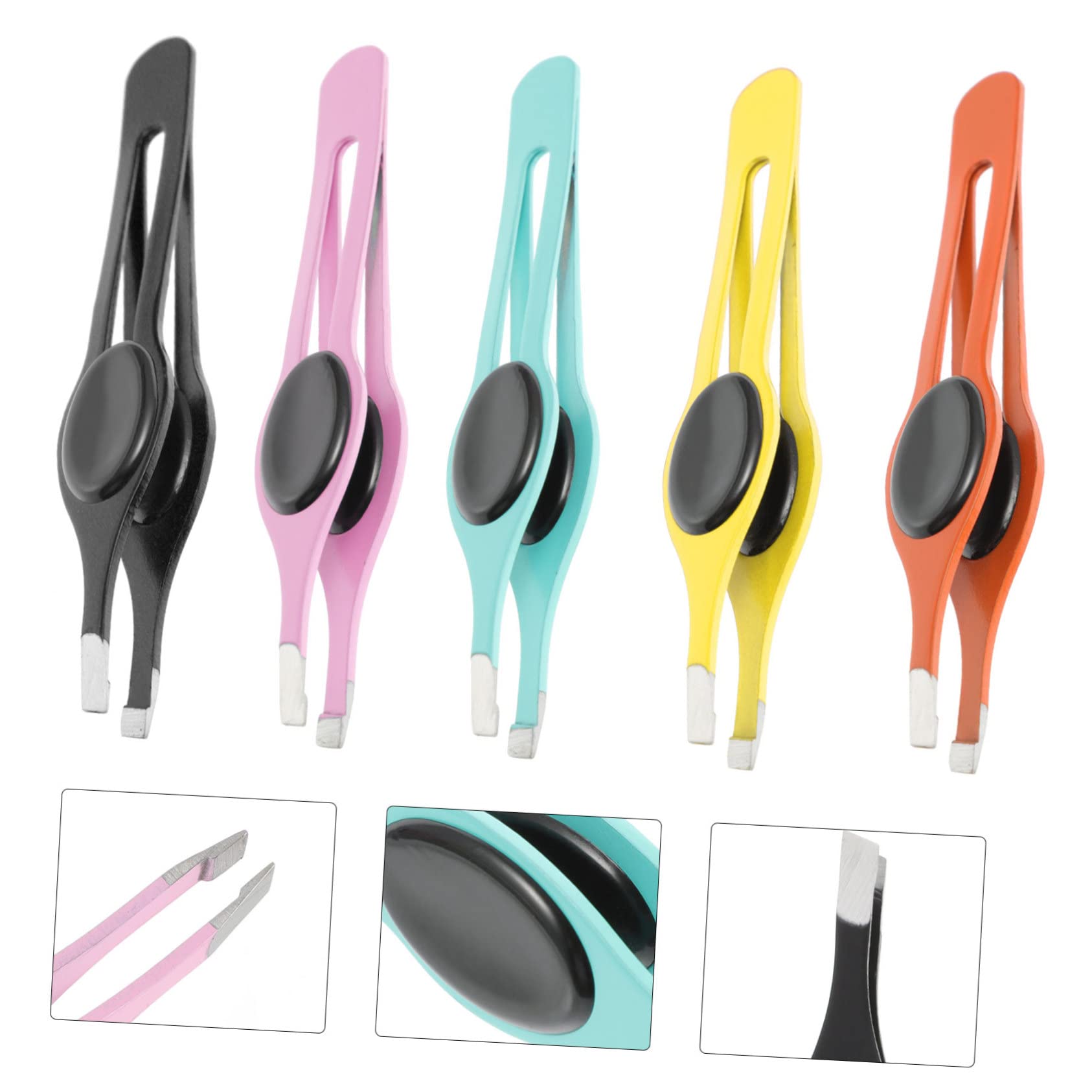 Beaupretty 3 Set Pinzette Sopracciglia Inossidabile Con Design Ergonomico E Cuscinetti Antiscivolo Precisione Ottimale Nella Sopracciglia 5 Pezzi*3