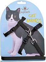 PUPTECK Escape-Proof Adjustable Cat Harness & Leash Set - Lightweight Comfort for Kittens Walking Travel Black