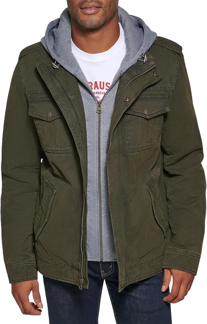 mens Washed Cotton Military Jacket (Regular & Big & Tall Sizes)