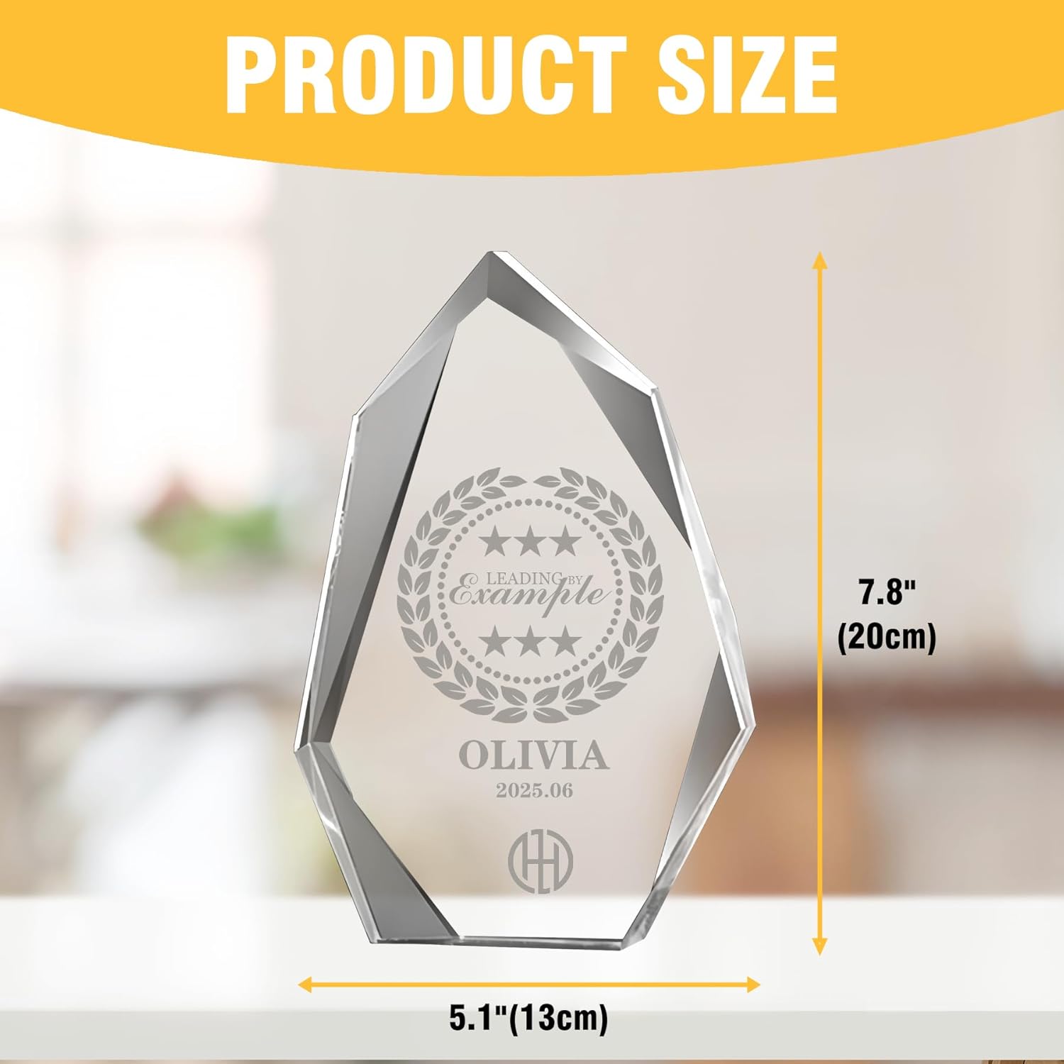 Personalized Crystal Trophy Award Custom Engraved Trophies Customized Crystal Awards with Text Logo Employee Appreciation Company Anniversary Retirement Gifts
